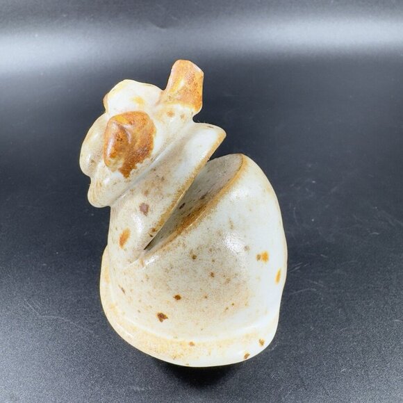 Vintage Hand Made Stoneware Pottery Kitty Cat Cardholder Figurine Speckled Glaze - Picture 11 of 12